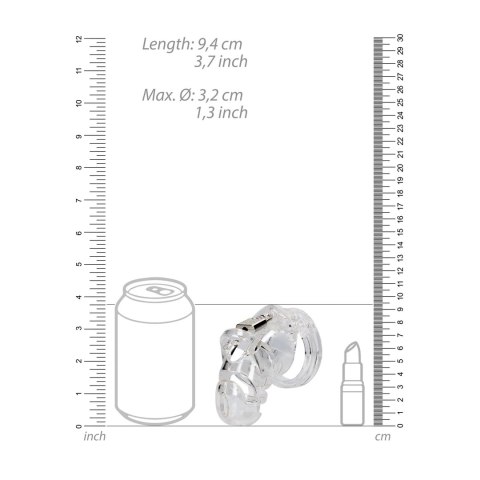 Man|Cage Chastity Cage 9,5 cm transparentna - system kontroli komfortu Man|Cage Chastity Cage 9,5 cm transparentna - system kontroli komfortu