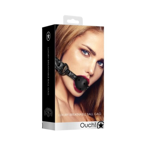 OUCH! Oddychający knebel kulkowy neopren skora regulowany 62cm OUCH! Oddychający knebel kulkowy neopren skora regulowany 62cm