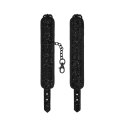 Ouch! Kajdanki z uprzężą, neopren, czarne, regulowane, 21-31 cm