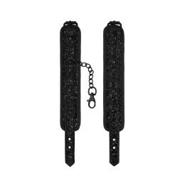 Ouch! Kajdanki z uprzężą, neopren, czarne, regulowane, 21-31 cm