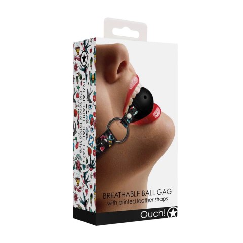 Ouch! Oddychający knebel kulkowy skorzany regulowany czarny Ouch! Oddychający knebel kulkowy skorzany regulowany czarny