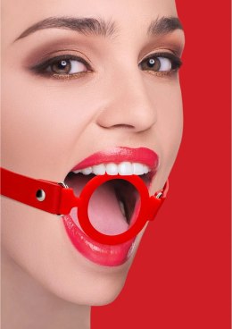 Ouch! Silikonowy pierścieniowy knebel z regulowanymi paskami skorzanymi 57cm