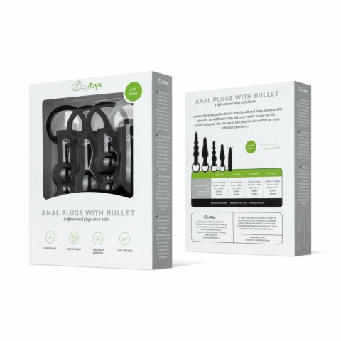 EasyToys Zestaw 4 Wkładek Anatomicznych z Wibratorem USB Czarny EasyToys Zestaw 4 Wkładek Anatomicznych z Wibratorem USB Czarny