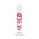 Gildo Szklany model G-Spot/Prostate z sercami - transparentny czerwony