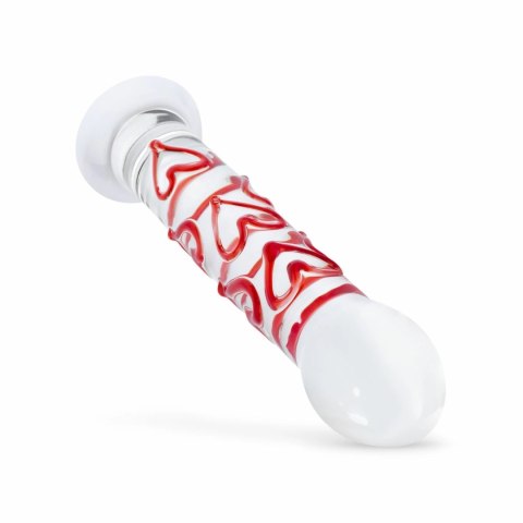 Gildo Szklany model G-Spot/Prostate z sercami - transparentny czerwony Gildo Szklany model G-Spot/Prostate z sercami - transparentny czerwony
