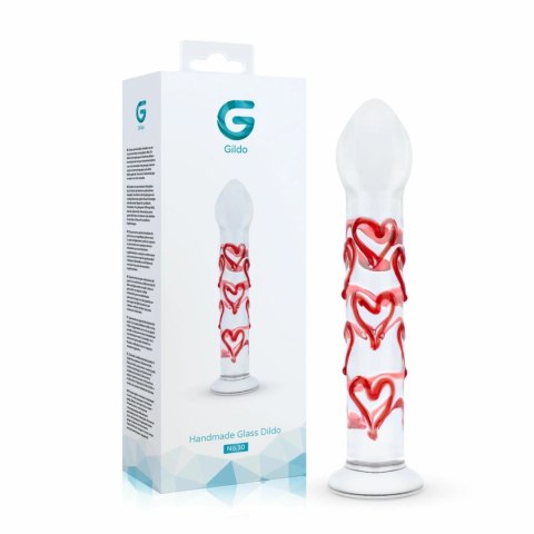Gildo Szklany model G-Spot/Prostate z sercami - transparentny czerwony Gildo Szklany model G-Spot/Prostate z sercami - transparentny czerwony