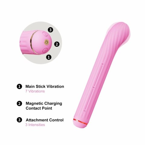 OTOUCH Magic Stick S1 Pink - wielofunkcyjny wibrator z nakładkami 4w1 OTOUCH Magic Stick S1 Pink - wielofunkcyjny wibrator z nakładkami 4w1