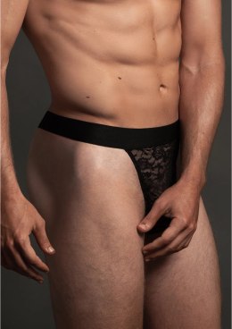 Allure Lace LXL - męskie stringi z elastycznej koronki, czarne