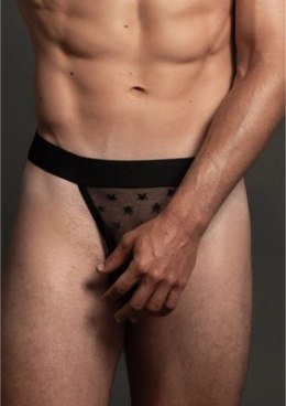 Allure Men Star SM Przezroczyste stringi z otwartym tyłem M