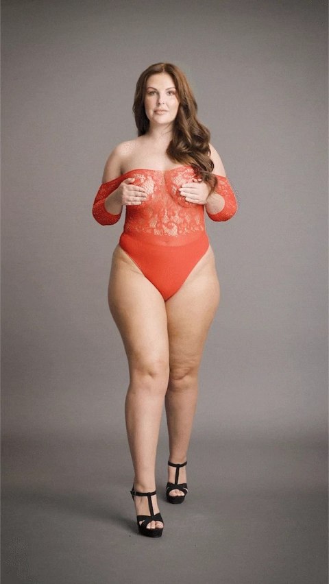 Le Desir Body Plus Size z koronką i rękawami 3/4, czarne, otwarte Le Desir Body Plus Size z koronką i rękawami 3/4, czarne, otwarte