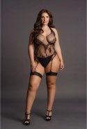 Le Desir Bodystocking Plus Size z kryształkami i podwiązkami