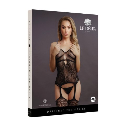 Le Desir Bodystocking Rhinestone siateczkowy jednoczęściowy One Size Le Desir Bodystocking Rhinestone siateczkowy jednoczęściowy One Size