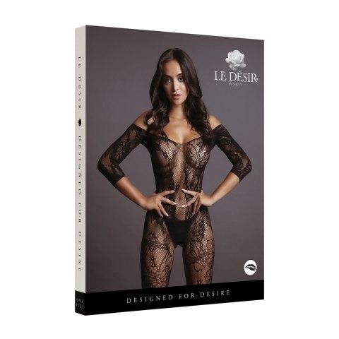 Le Desir Bodystocking S-XL Koronkowy Długi Rękaw Elastyczny Czarny Le Desir Bodystocking S-XL Koronkowy Długi Rękaw Elastyczny Czarny