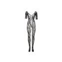 Le Desir Bodystocking S-XL Koronkowy Długi Rękaw Elastyczny Czarny