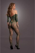Le Desir Bodystocking długi rękaw koronkowy wzor S-XL czarny