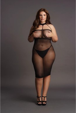 Le Desir Plus Size długa sukienka siateczkowa z kontrastowym wzorem XXL-5XL