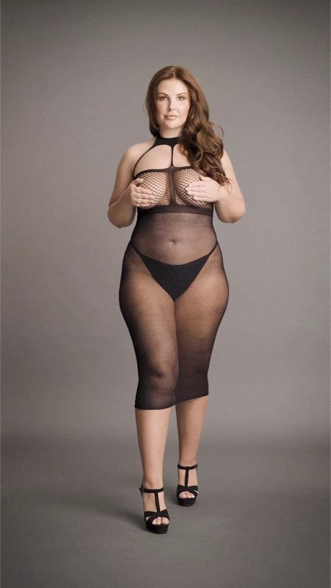 Le Desir Plus Size długa sukienka siateczkowa z kontrastowym wzorem XXL-5XL Le Desir Plus Size długa sukienka siateczkowa z kontrastowym wzorem XXL-5XL