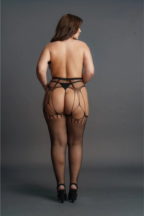 Le Desir Plus Size kabaretka - rajstopy z paskami do pończoch, czarne Le Desir Plus Size kabaretka - rajstopy z paskami do pończoch, czarne