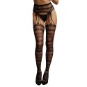 Le Desir Rajstopy Striped S-XL - anatomiczna siateczka paski czarne
