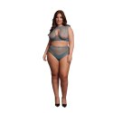 Le Desir komplet damski top i figi kabaretka czarny Queen Size XL-4XL