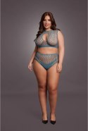 Le Desir komplet damski top i figi kabaretka czarny Queen Size XL-4XL