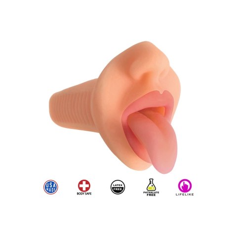 Curve Toys Courtney - Wibrujący model ust z językiem, kompaktowy Curve Toys Courtney - Wibrujący model ust z językiem, kompaktowy