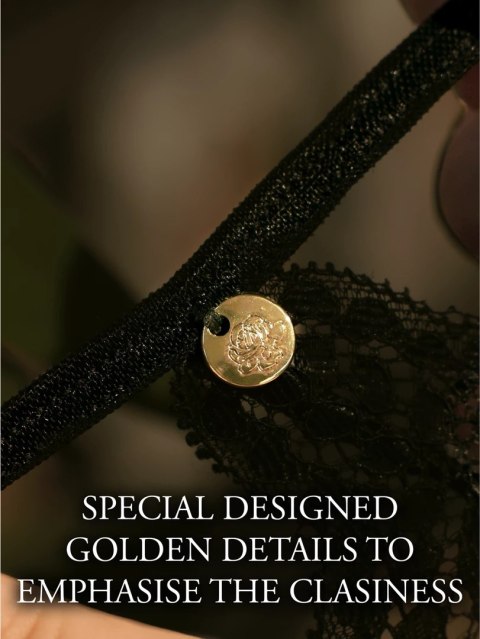 Le Desir Aime Plus Size - Stringi damskie z paskami, czarne XL/XXL Le Desir Aime Plus Size - Stringi damskie z paskami, czarne XL/XXL
