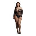 Le Desir Body Plus Size czerwony z ozdobną koronką i otwartym kroczem