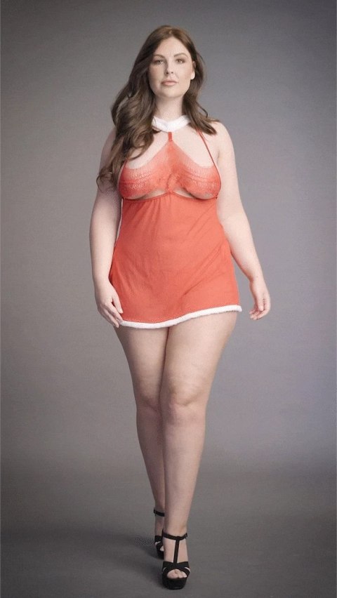 Le Desir Merry Plus Size komplet babydoll z wiązaniem, czerwony 1X-3XL Le Desir Merry Plus Size komplet babydoll z wiązaniem, czerwony 1X-3XL