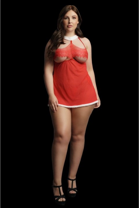 Le Desir Merry Plus Size komplet babydoll z wiązaniem, czerwony 1X-3XL Le Desir Merry Plus Size komplet babydoll z wiązaniem, czerwony 1X-3XL