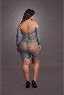 Le Desir Queen Size mini sukienka z długim rękawem i siateczką XL-4XL