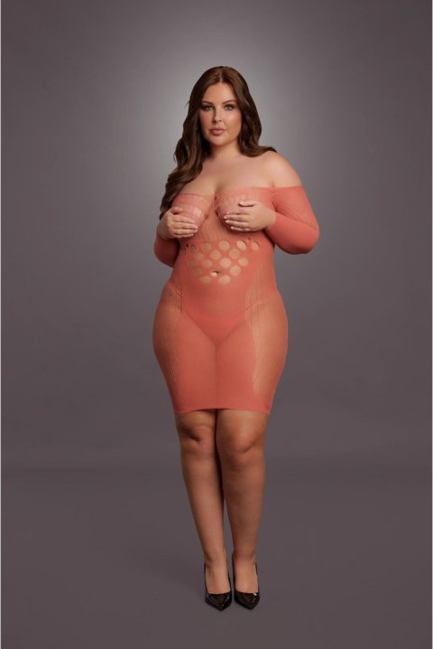 Le Desir Queen Size mini sukienka z długim rękawem i siateczką, czarna XL-4XL Le Desir Queen Size mini sukienka z długim rękawem i siateczką, czarna XL-4XL
