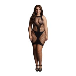Le Desir Sukienka Mini Plus Size z Dekoltem V Kontrastowa Siateczka