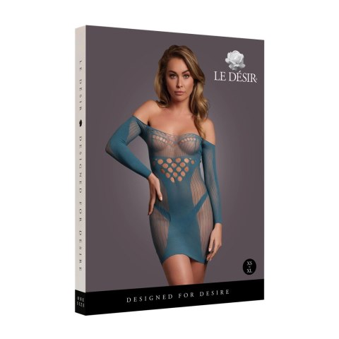 Le Desir Sukienka Mini z Długim Rękawem i Kontrastową Siateczką S-XL Le Desir Sukienka Mini z Długim Rękawem i Kontrastową Siateczką S-XL