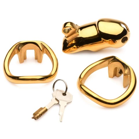 XR Brands klatka intymna stal nierdzewna 18K złoto, 2 pierścienie XR Brands klatka intymna stal nierdzewna 18K złoto, 2 pierścienie