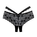 Allure Heartbreaker majtki koronkowe z otwartym klinem, czarne