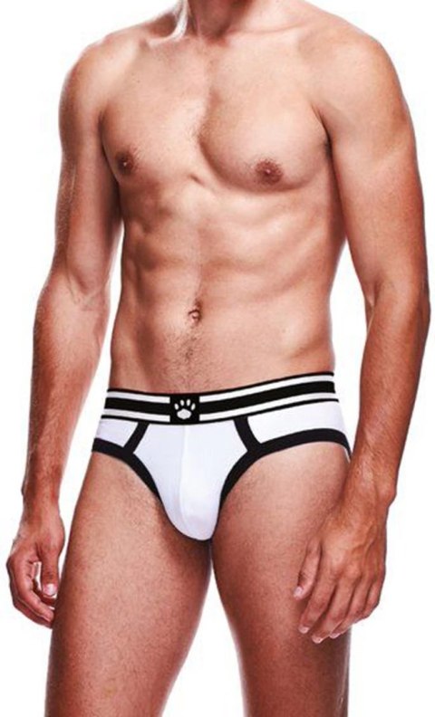 Prowler Brief XS - Bokserki białe z czarnym pasem, logo marki
