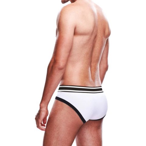 Prowler Brief XS - Bokserki białe z czarnym pasem, logo marki Prowler Brief XS - Bokserki białe z czarnym pasem, logo marki