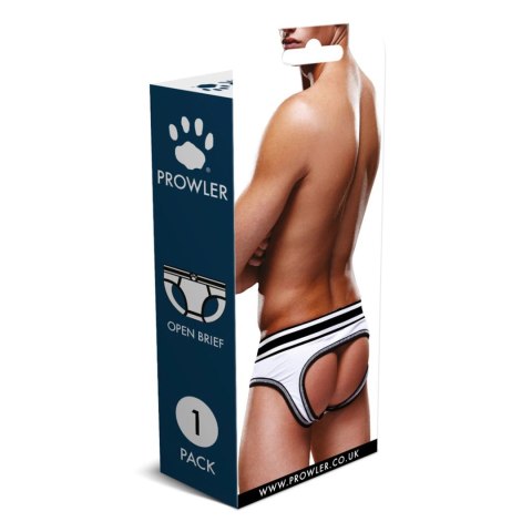 Prowler Brief XS - majtki na paskach, otwarty tył, czarno-białe Prowler Brief XS - majtki na paskach, otwarty tył, czarno-białe