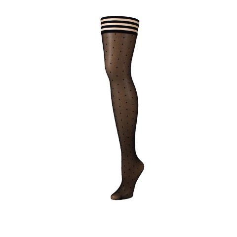 Kixies Ally A Pończochy samonośne retro kropki czarne Kixies Ally A Pończochy samonośne retro kropki czarne