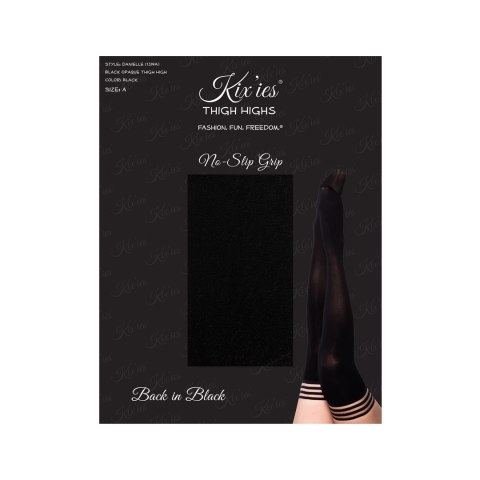 Kixies Danielle B - Pończochy samonośne czarne kryjące Plus Size Kixies Danielle B - Pończochy samonośne czarne kryjące Plus Size