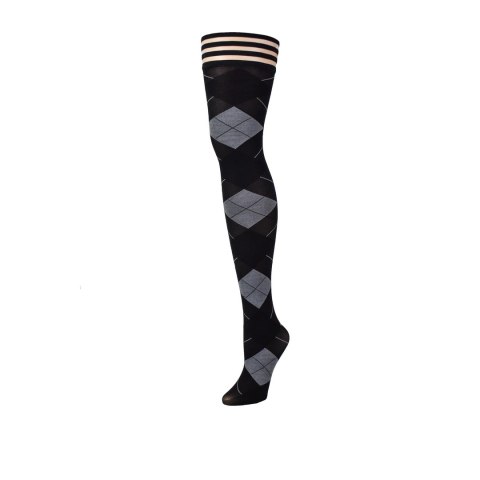 Kix'ies Kimmie Pończochy Argyle Antypoślizgowe Czarno-Szare A Kix'ies Kimmie Pończochy Argyle Antypoślizgowe Czarno-Szare A