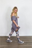 Kixies Mackenzie C pończochy tie-dye czarne białe brązowe