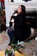 Kix'ies Selma B Granatowe Pończochy Samonośne Kryjące Plus Size