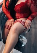 Kixies Whitney B Pończochy do uda czerwony szew cieliste eleganckie
