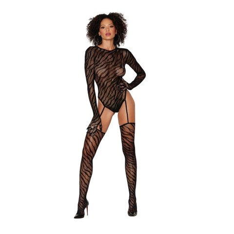 Dreamgirl Bodystocking Zebra Fishnet z podwiązkami uniwersalny Dreamgirl Bodystocking Zebra Fishnet z podwiązkami uniwersalny