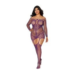Dreamgirl Plus Size sukienka siateczkowa z paskami do pończoch czarna