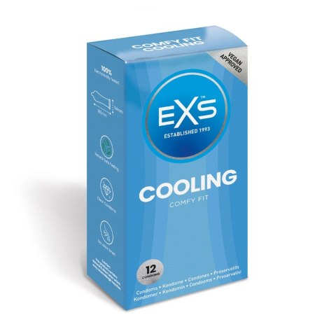 EXS Cooling 12 szt. prezerwatywy chłodzące, lateksowe, szerokość 54 mm