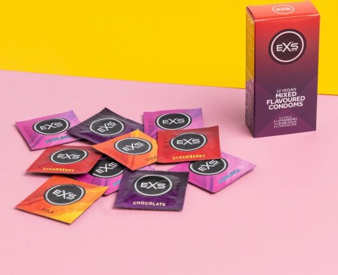 EXS Mix Smakowy Prezerwatywy 12 sztuk - Truskawka, Czekolada, Guma Balonowa, Cola EXS Mix Smakowy Prezerwatywy 12 sztuk - Truskawka, Czekolada, Guma Balonowa, Cola