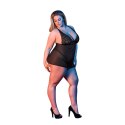 Magic Silk Exposed Babydoll Plus Size z odkrytymi plecami, czarna